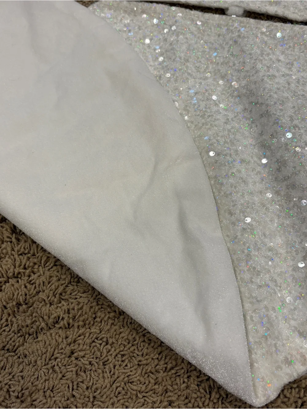 Brilliant White Sequined Christmas Tree Skirt 41” Elegant